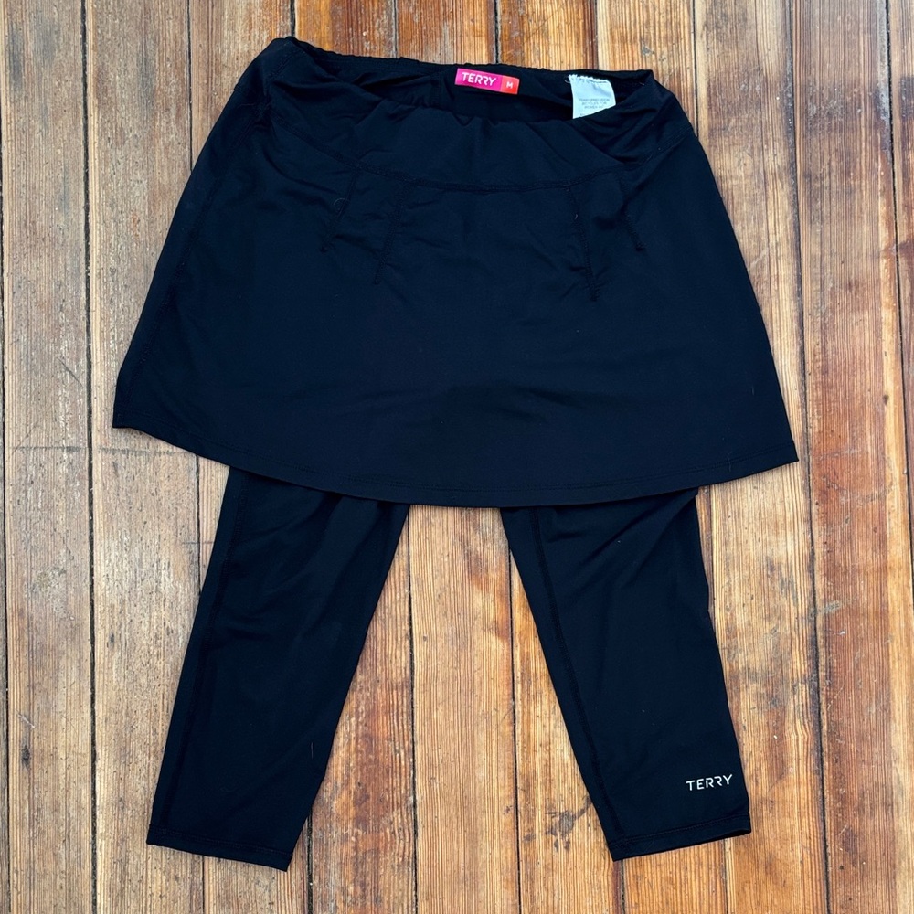 Women’s Terry Black Bike Skirted Leggings